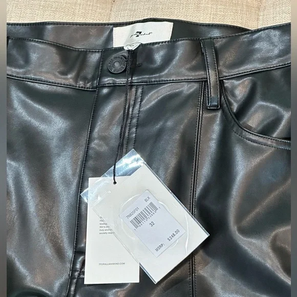 7 For All Mankind Women’s Black Faux Leather High Rise Bootcut Pants -SZ32 NWT - Picture 12 of 13